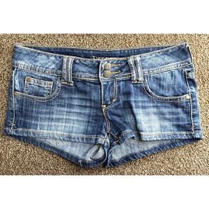 Vintage 70’s Decree Sz 1 Mini Hip Hugger Micro Booty Blue Denim Shorts